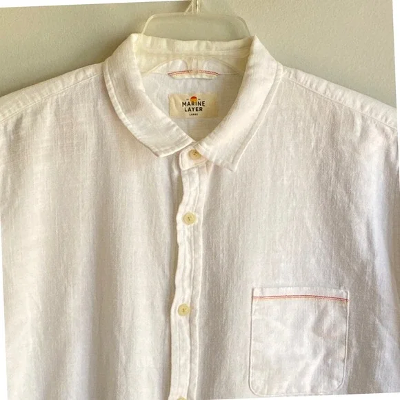 Marine Layer Off-White Casual Button Down Shirt - Picture 5 of 11